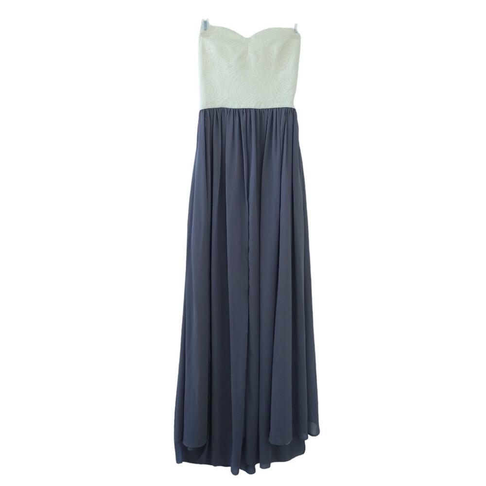 Ceremony by Joanna August Strapless Maxi Formal Dress Size 0 Cream, Gray